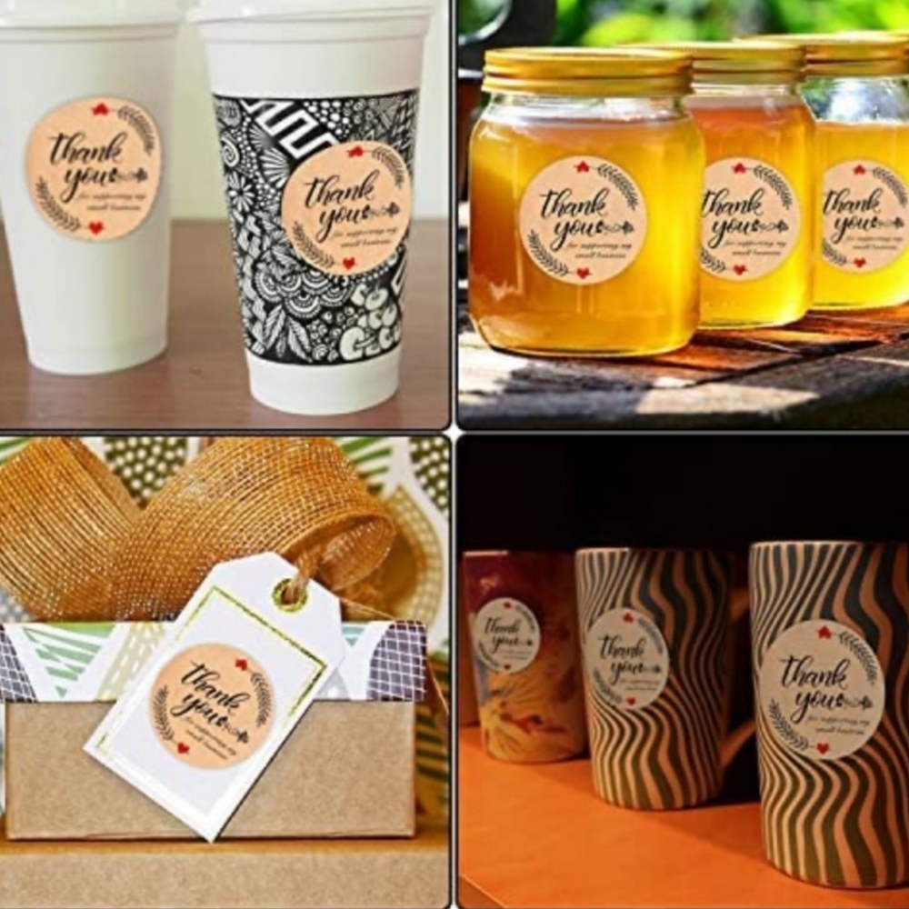 100 ct  2 Inch  Kraft paper Thank you, labels.